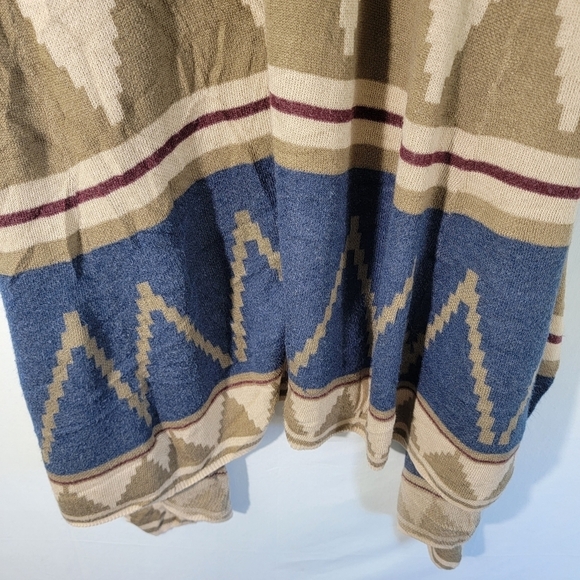 FOREIGN EXCHANGE Women's Southwestern Long Waterfall Hooded Cardigan Sz M Boho - Picture 7 of 12